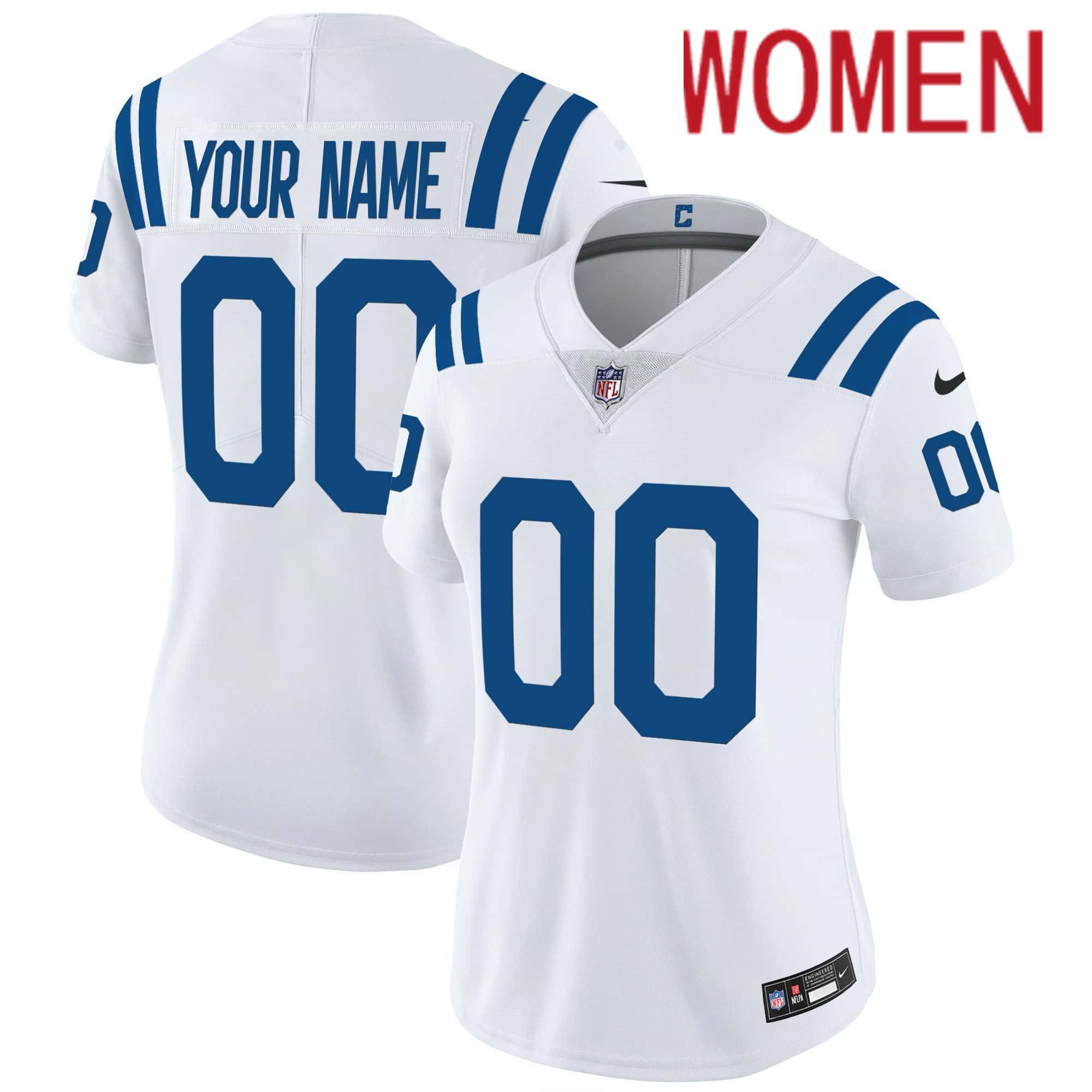 Women Indianapolis Colts White 2024 Nike Vapor Limited Custom NFL Jersey->customized nfl jersey->Custom Jersey